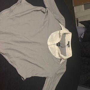 White and Gray Long Sleeve Shirt